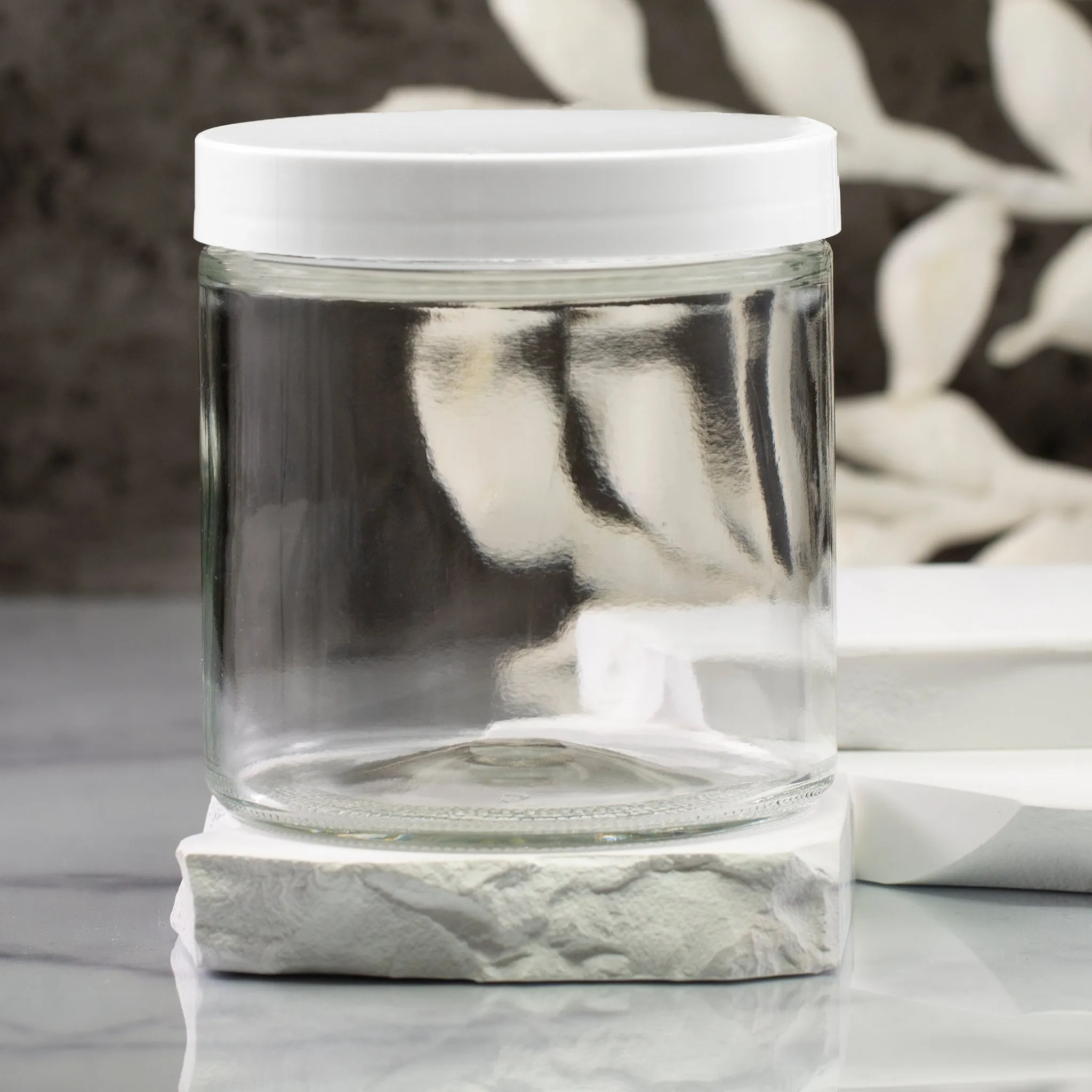 16 oz Clear Glass Jar with 89-400 Neck
