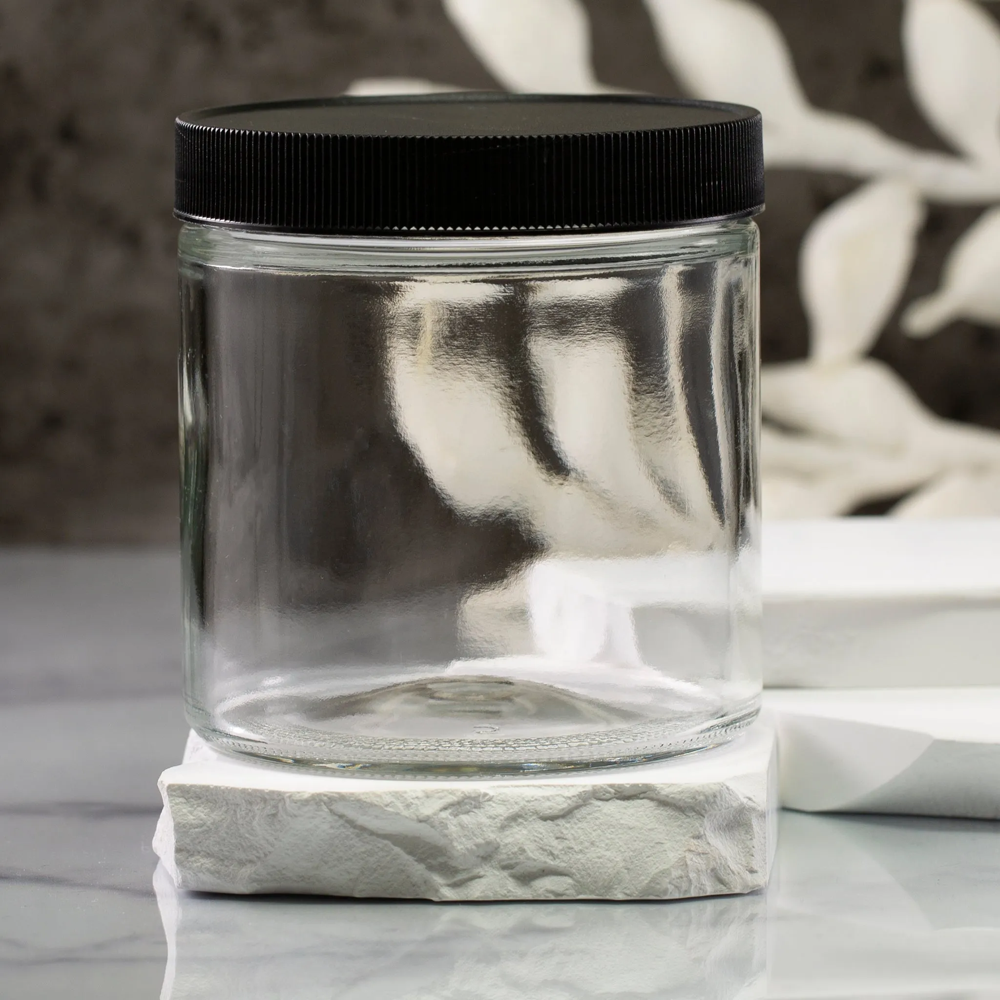 16 oz Clear Glass Jar with 89-400 Neck
