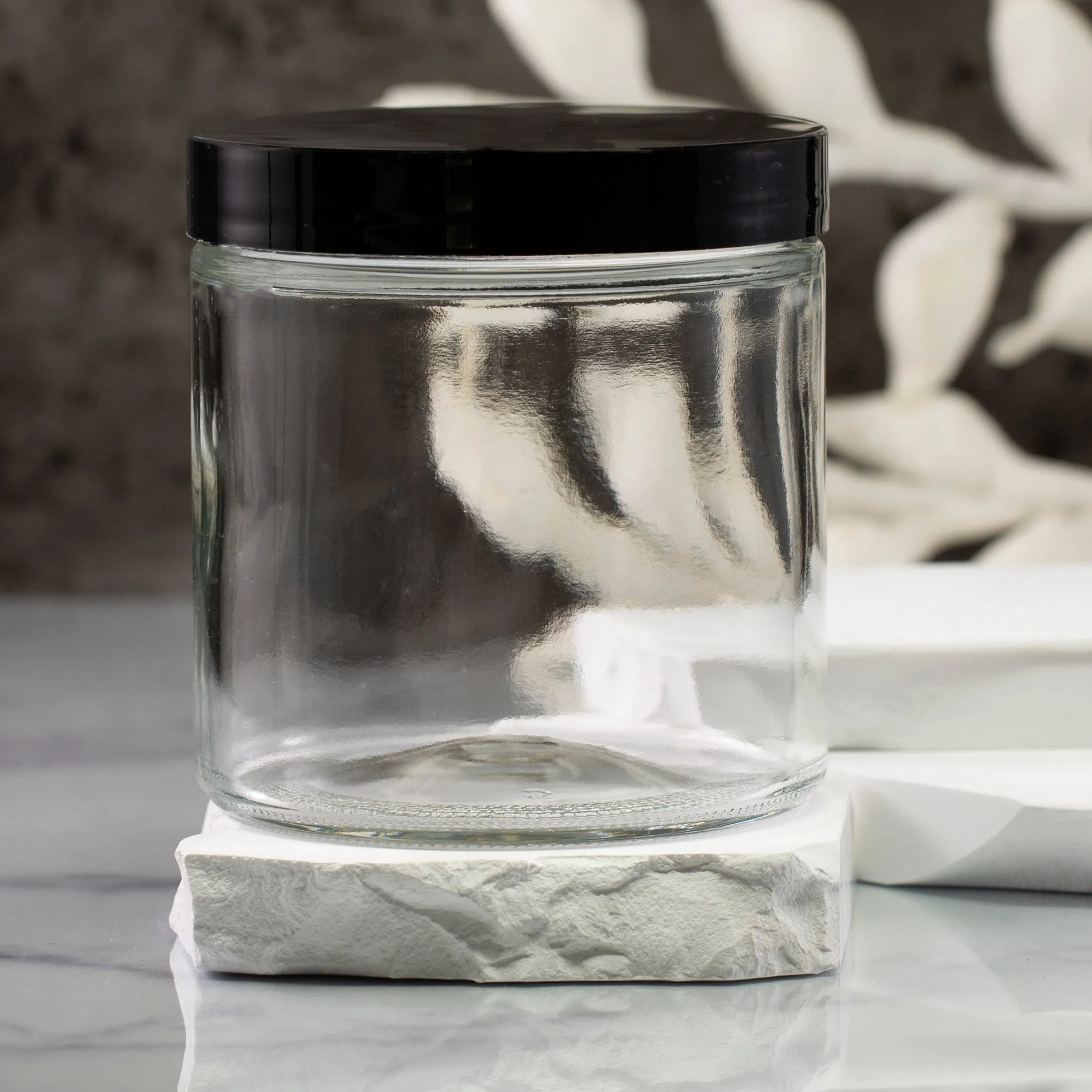 16 oz Clear Glass Jar with 89-400 Neck