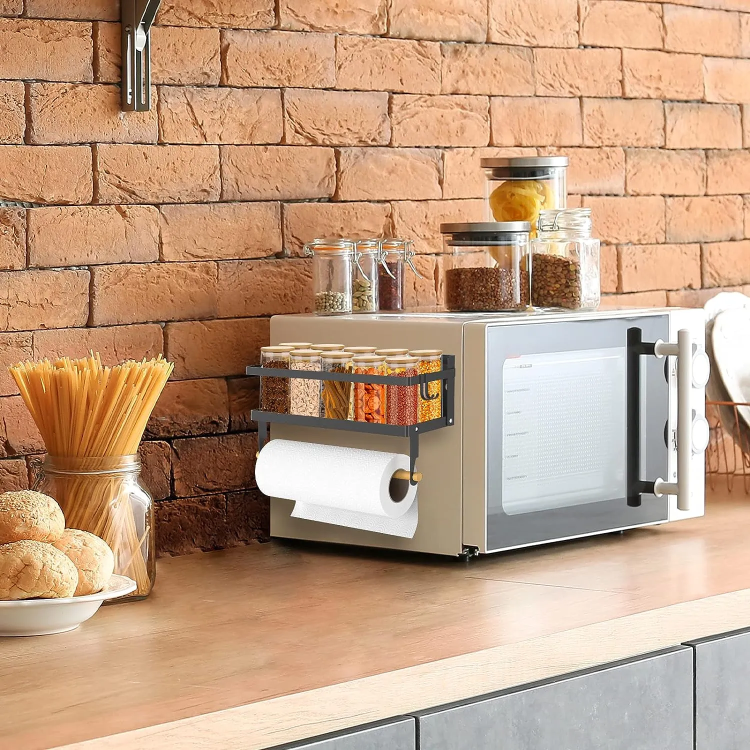 2 in 1 Magnetic Spice Rack with Hooks