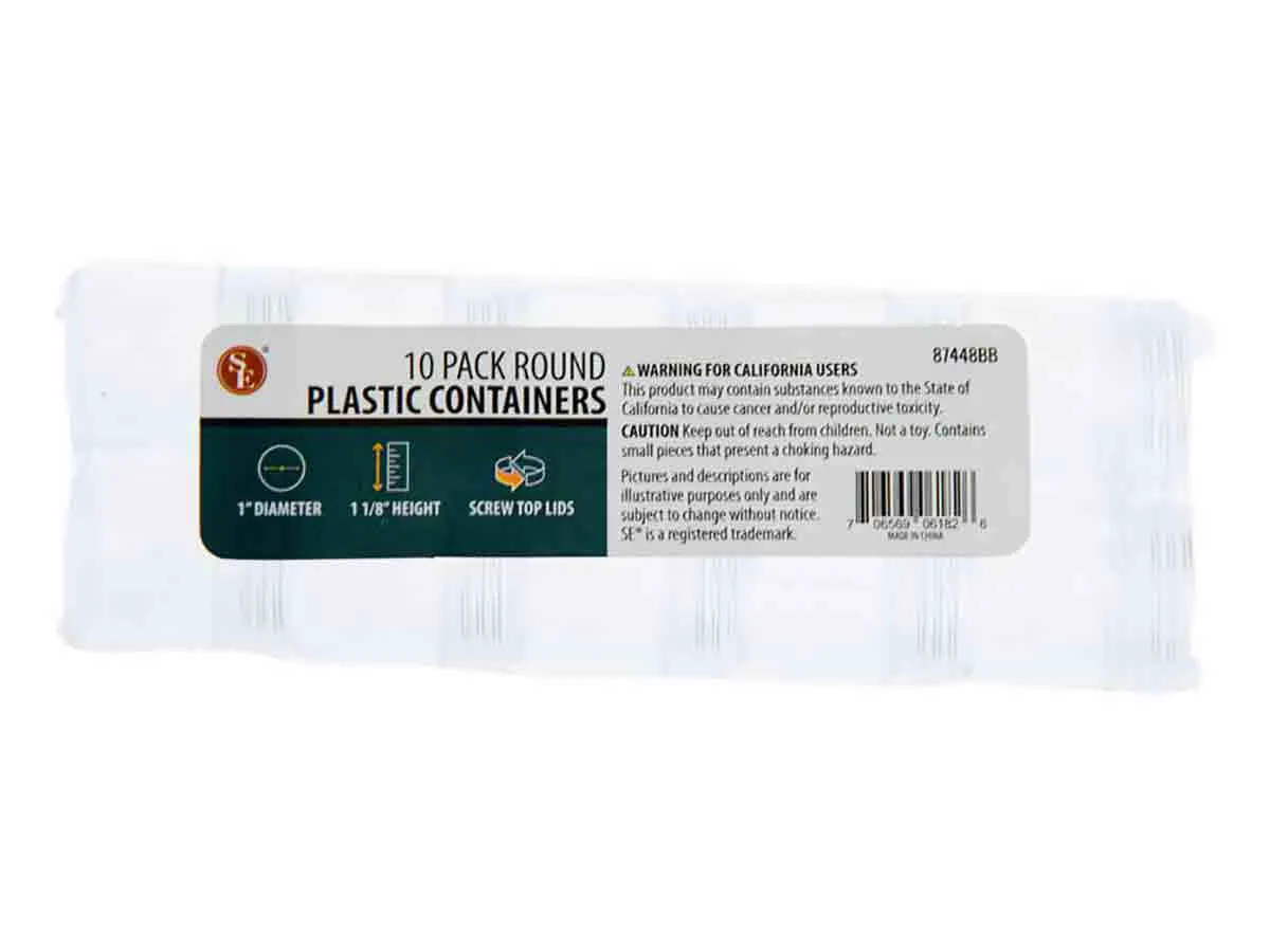 25.4mm - 1 inch Round Plastic Containers - 10pc