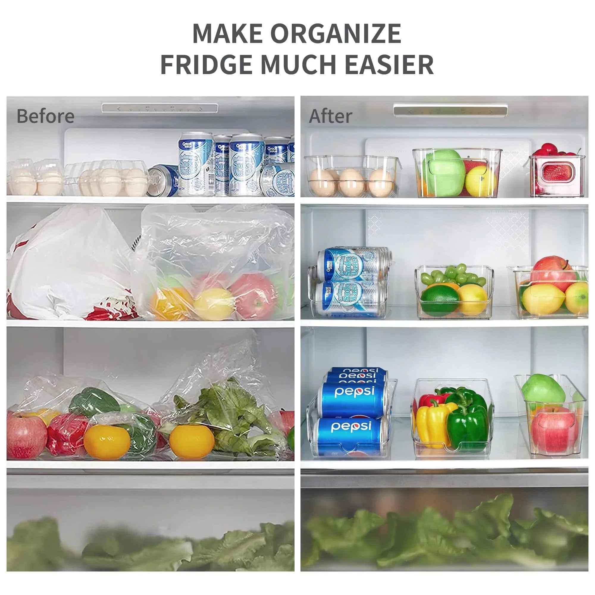 4 Pack Soda Can Organizer,  Drink Can Holder for Refrigerator, Pantry, Fridge Can Dispenser, Clear