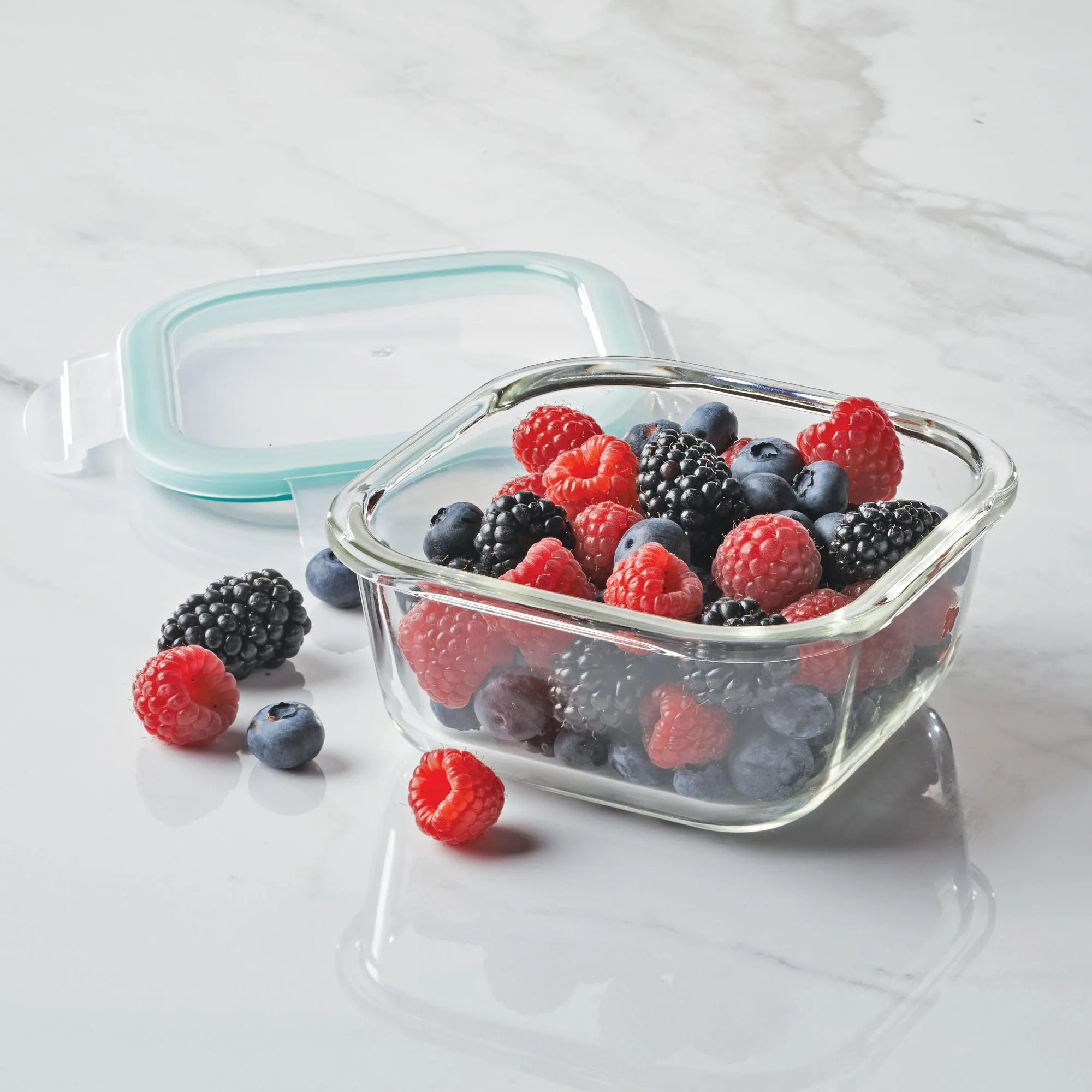 Airtight-Leakproof Borosilicate Glass 4-Piece 17-Oz. Square Container Set