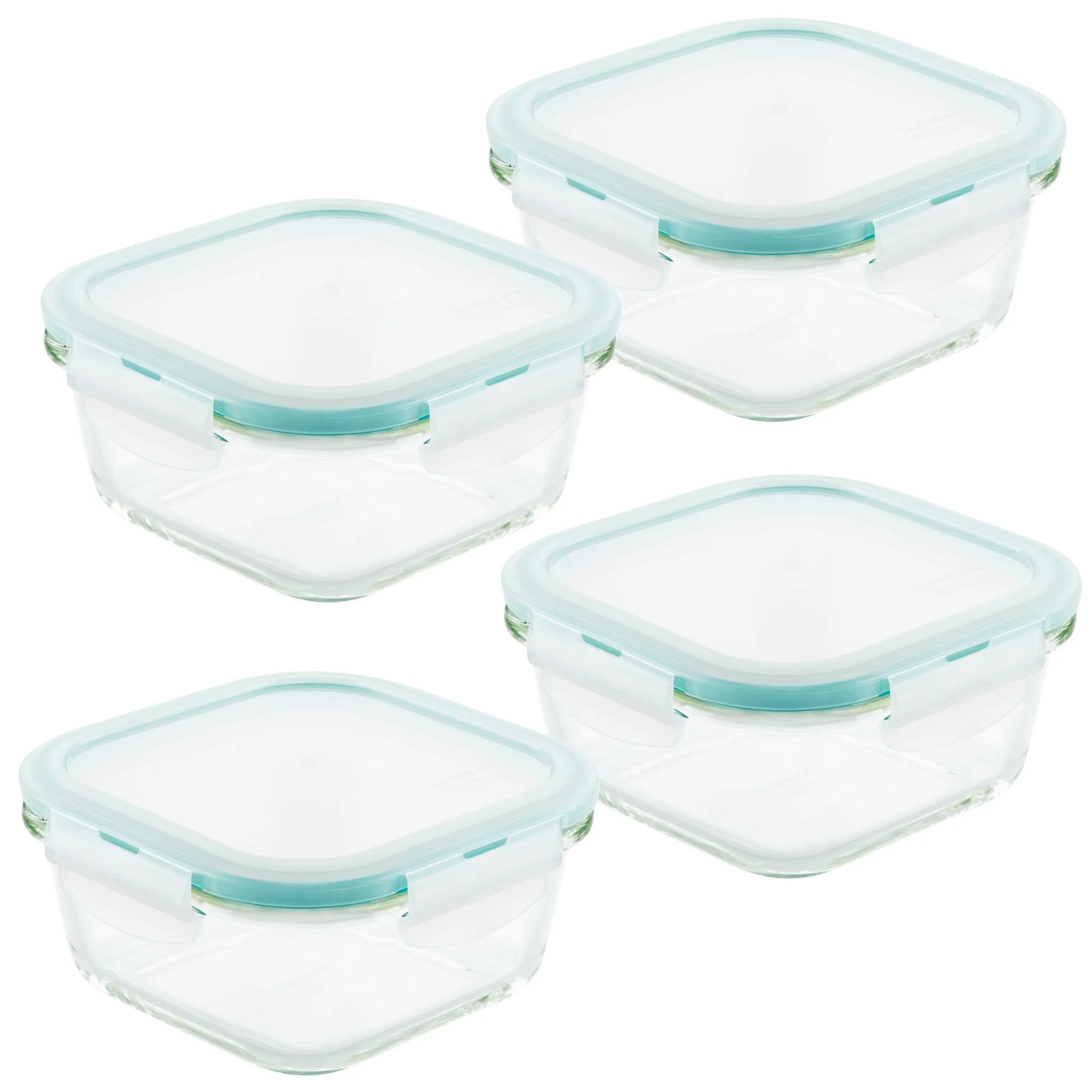 Airtight-Leakproof Borosilicate Glass 4-Piece 17-Oz. Square Container Set