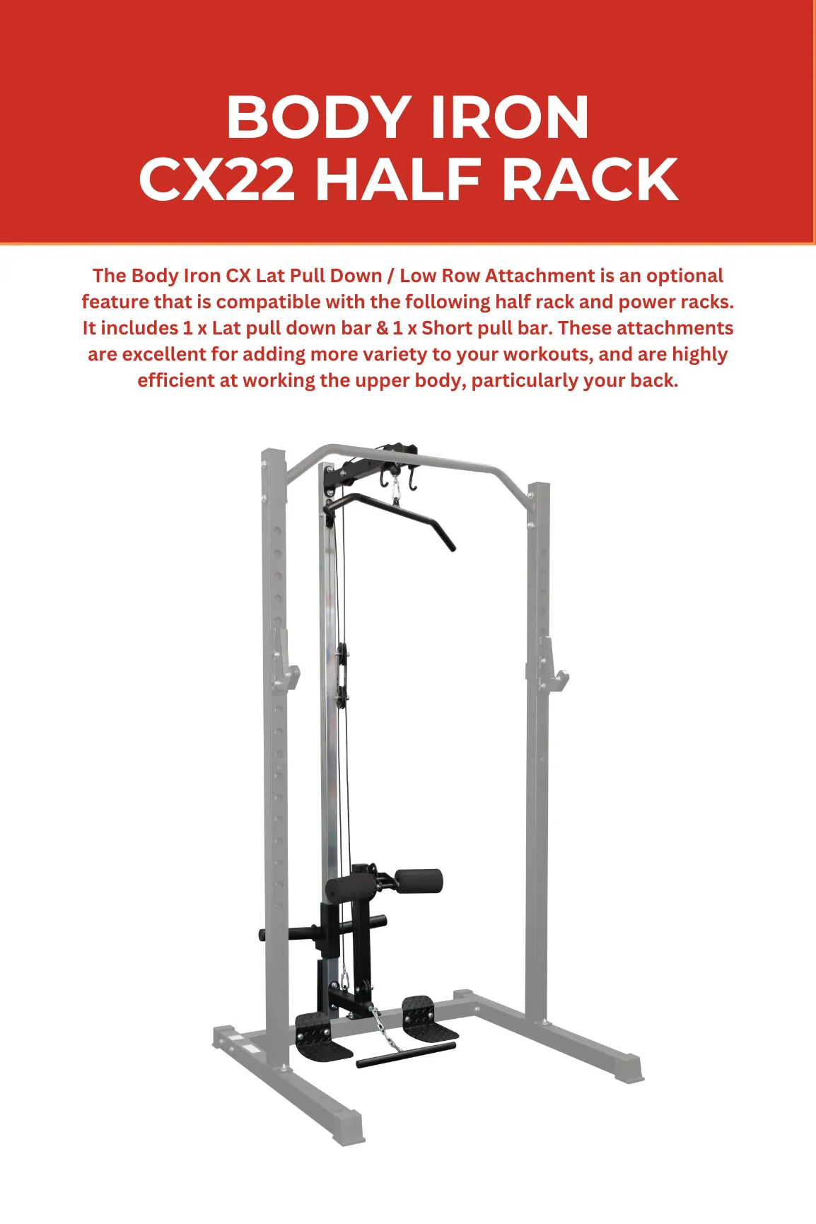 Body Iron CX/Studio Lat Pull Down / Low Row Attachment