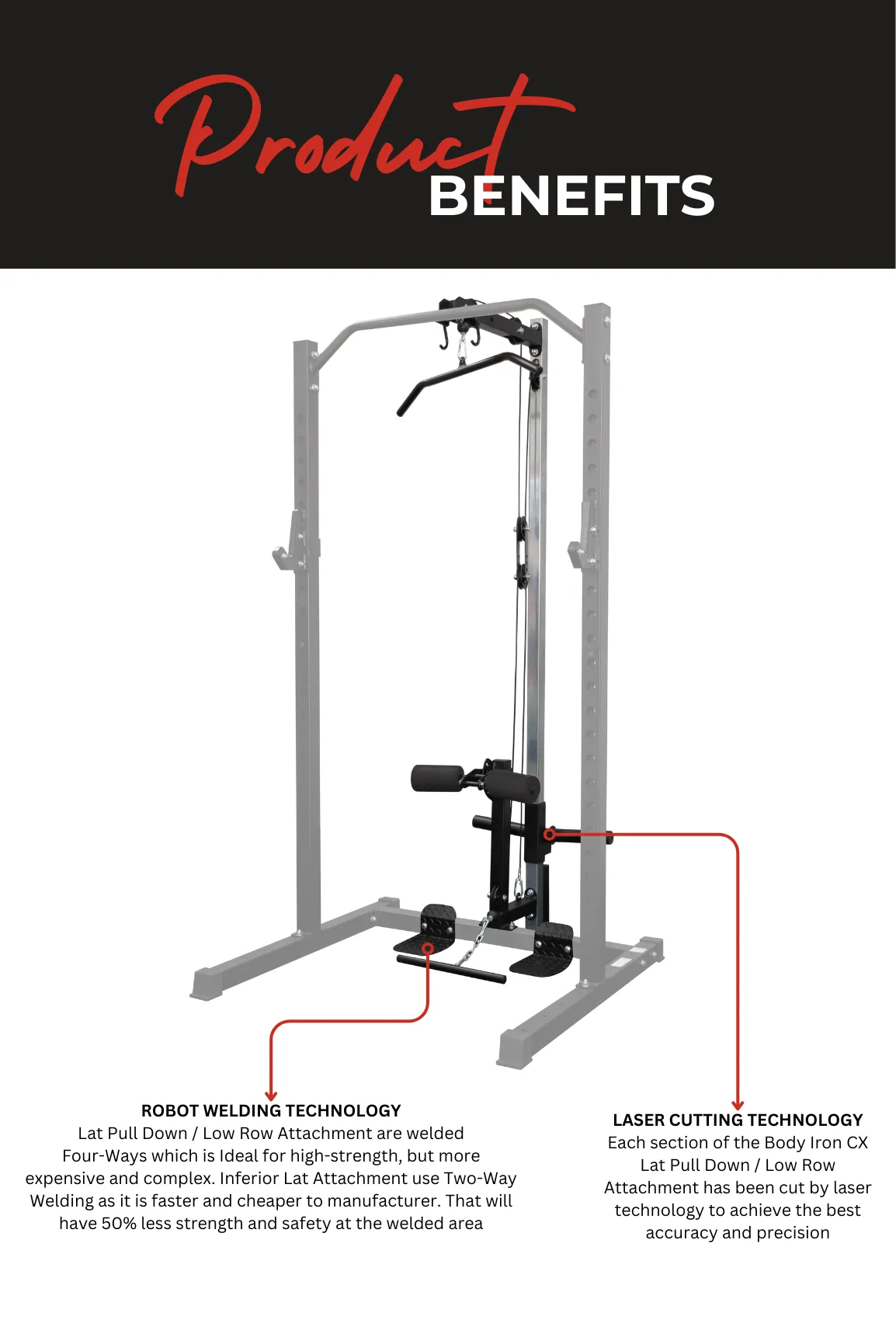 Body Iron CX/Studio Lat Pull Down / Low Row Attachment