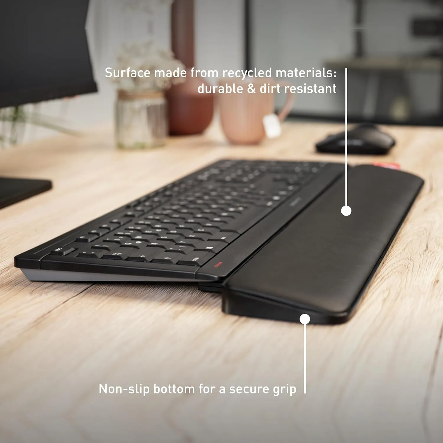 CHERRY PALMREST Ergo, Ergonomic Palm Rest, Compatible with Any Keyboard, Extendable Feet, 3 Different Tilt Angles, Extra Wide, Black