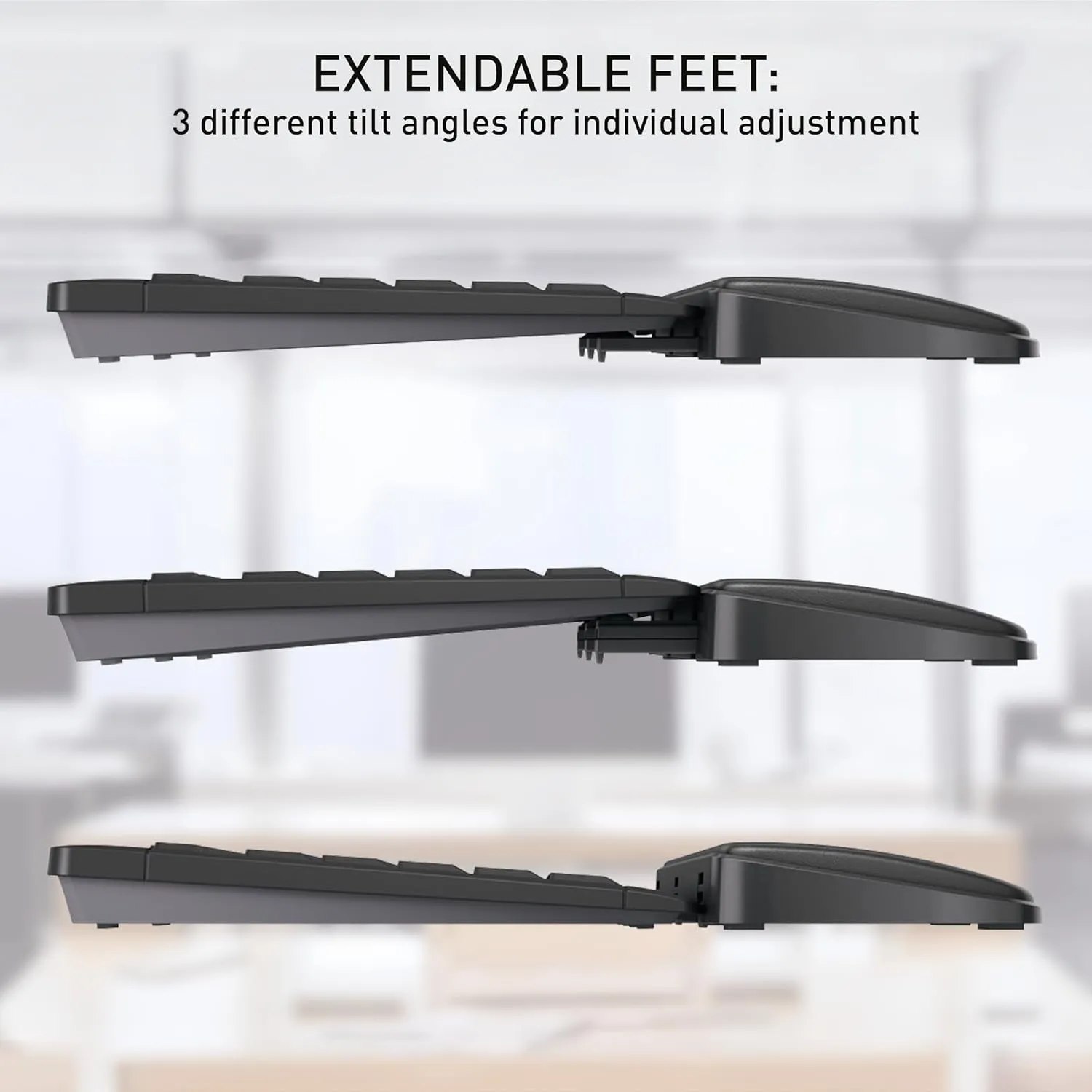 CHERRY PALMREST Ergo, Ergonomic Palm Rest, Compatible with Any Keyboard, Extendable Feet, 3 Different Tilt Angles, Extra Wide, Black