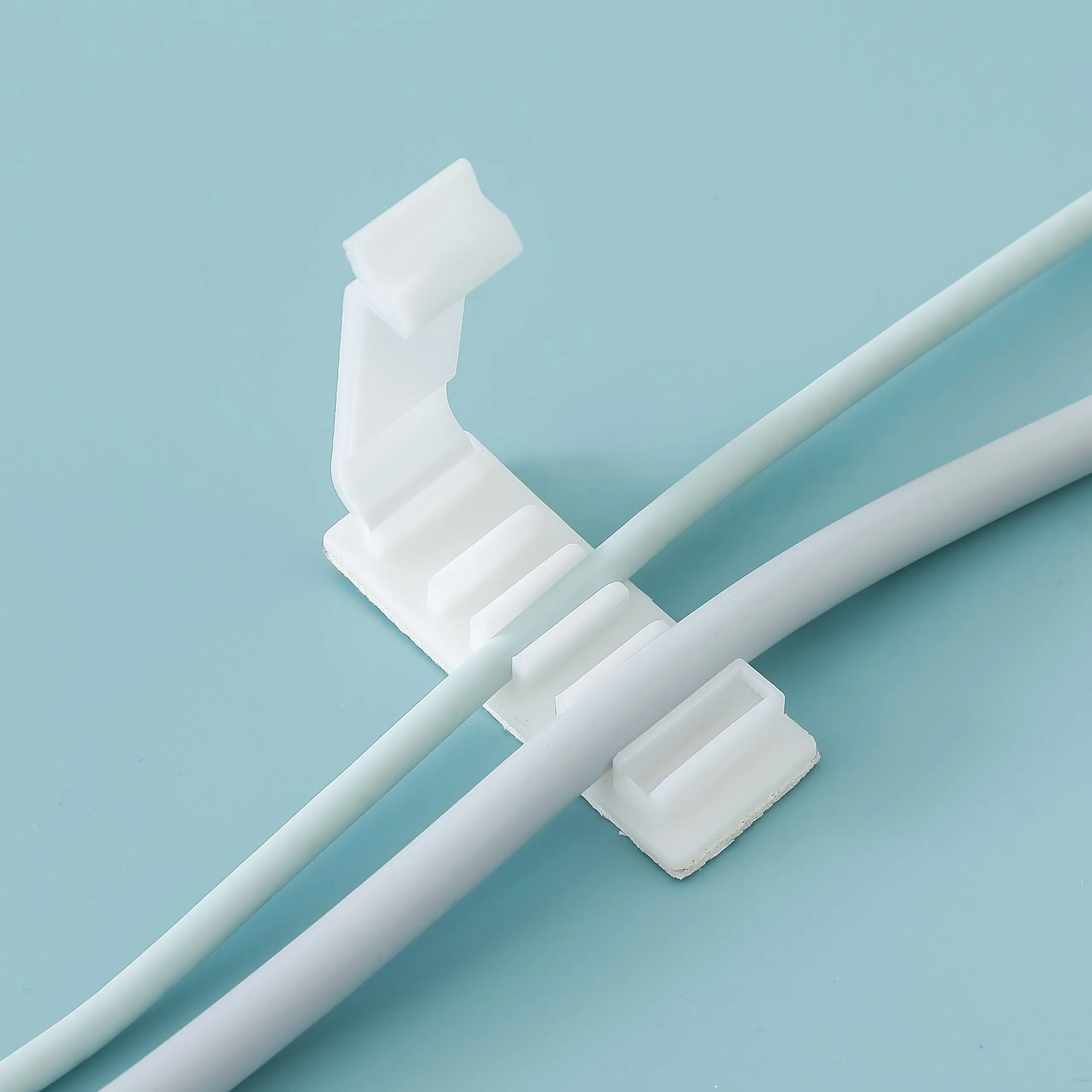 Cheston Cable Organizer Kit - 10-Piece Wire Management System | Self-Adhesive Cord Management for Wires, Charging, and Mouse Cords | White | Pack of 10