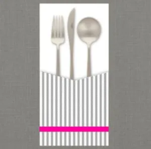 Cotton Stripe (PINK)  - Cutlery Pouch