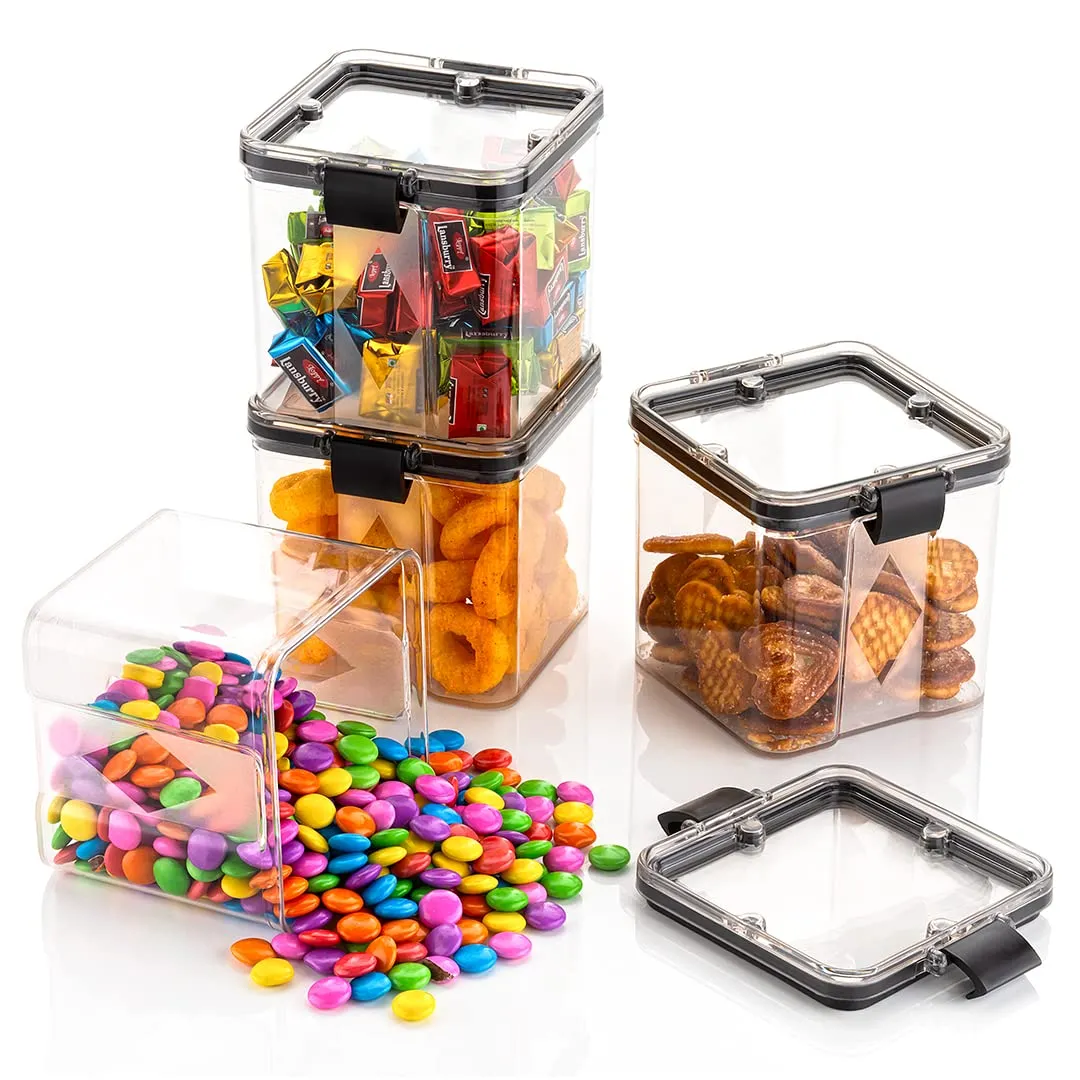GOLWYN AirTight Kitchen Storage Container Set, Kitchen containers set, Kitchen Accessories Items For Storage Organizer(700ml, 4 pcs, Multi-Colour), Plastic