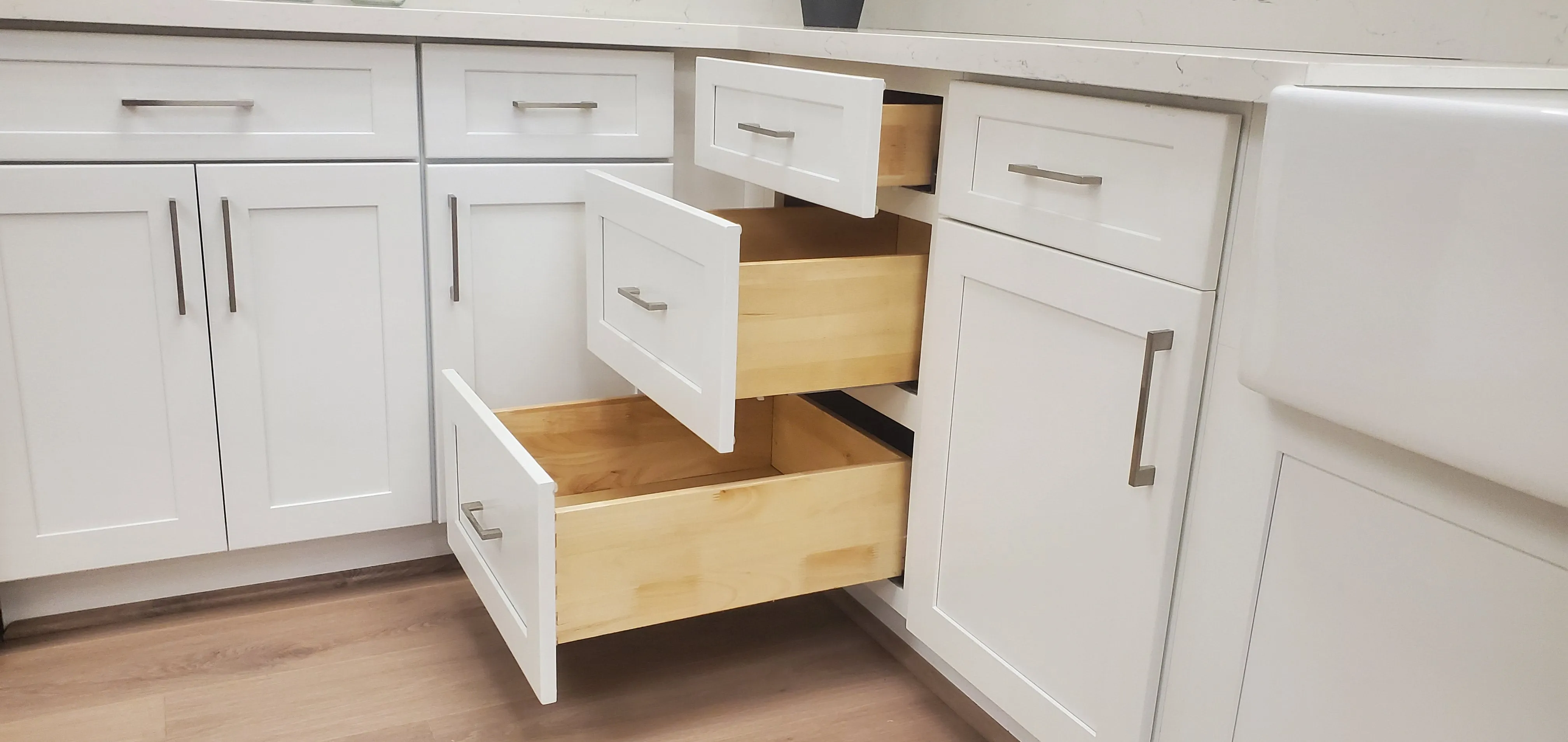 Gray Shaker 1-1/4" Overlay Spice Rack Pullout Base Cabinet 9" & 12" Wide