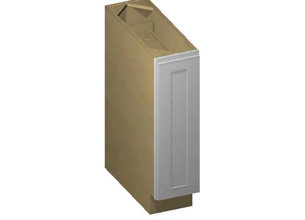 Gray Shaker 1-1/4" Overlay Spice Rack Pullout Base Cabinet 9" & 12" Wide