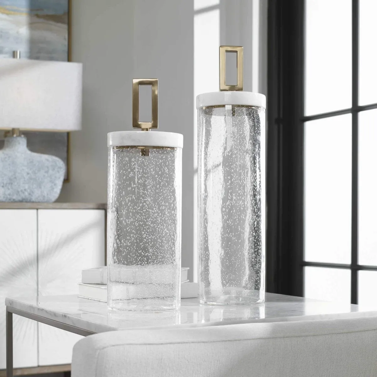 Haywarp Seeded Glass Containers (S/2)
