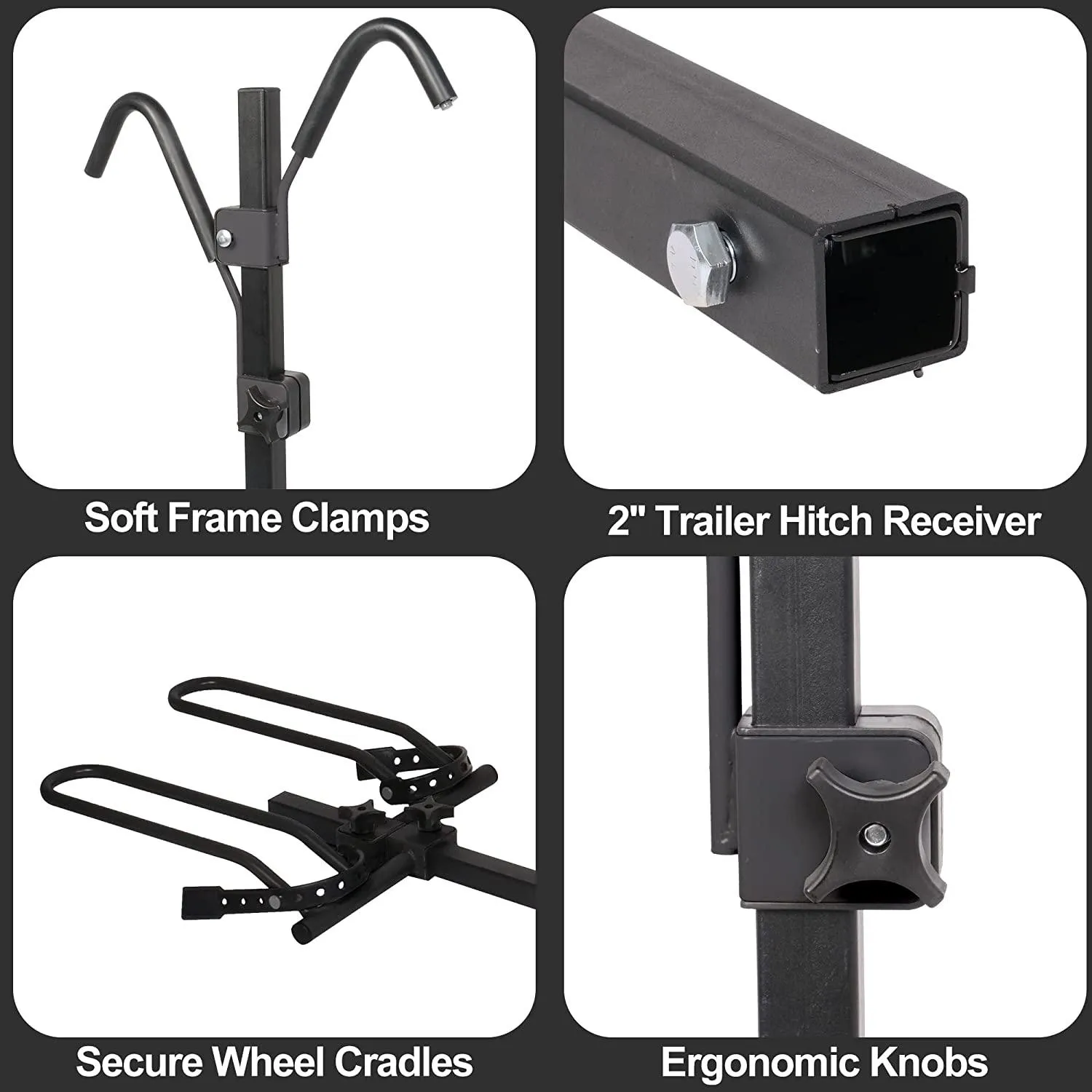 Hitch Mounted Bike Rack Bicycle Platform Style Carrier with 2" Hitch Receiver for Cars Trucks SUVs Minivans