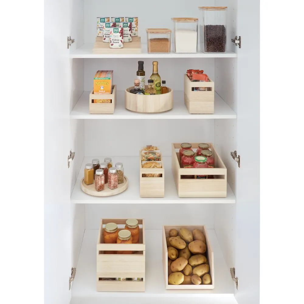 iDesign EcoWood Natural Paulownia Wood Tall Turntable Organizer