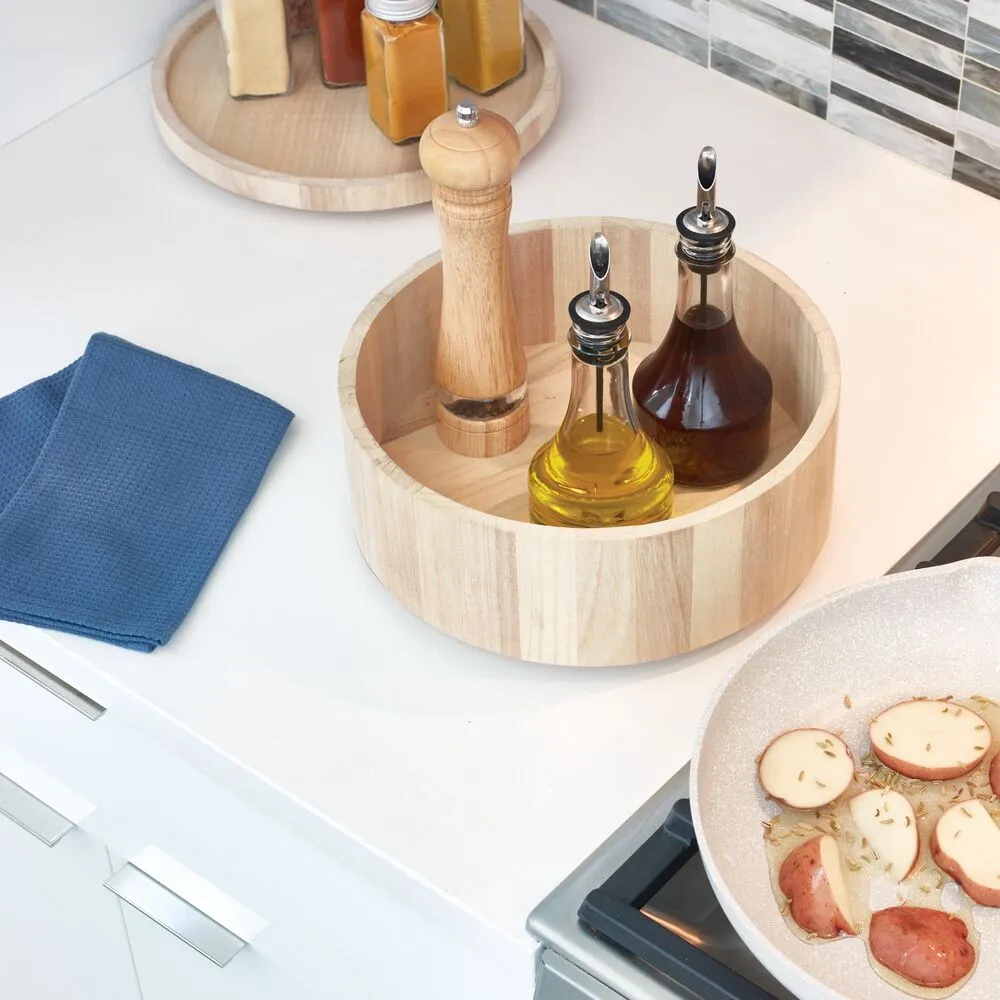 iDesign EcoWood Natural Paulownia Wood Tall Turntable Organizer
