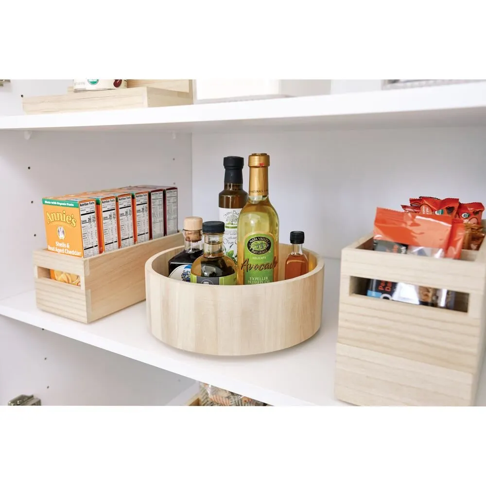 iDesign EcoWood Natural Paulownia Wood Tall Turntable Organizer