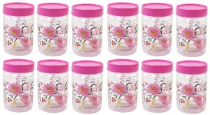 Kuber Industries 12 Piece Plastic Container Set, 1100ml, Pink