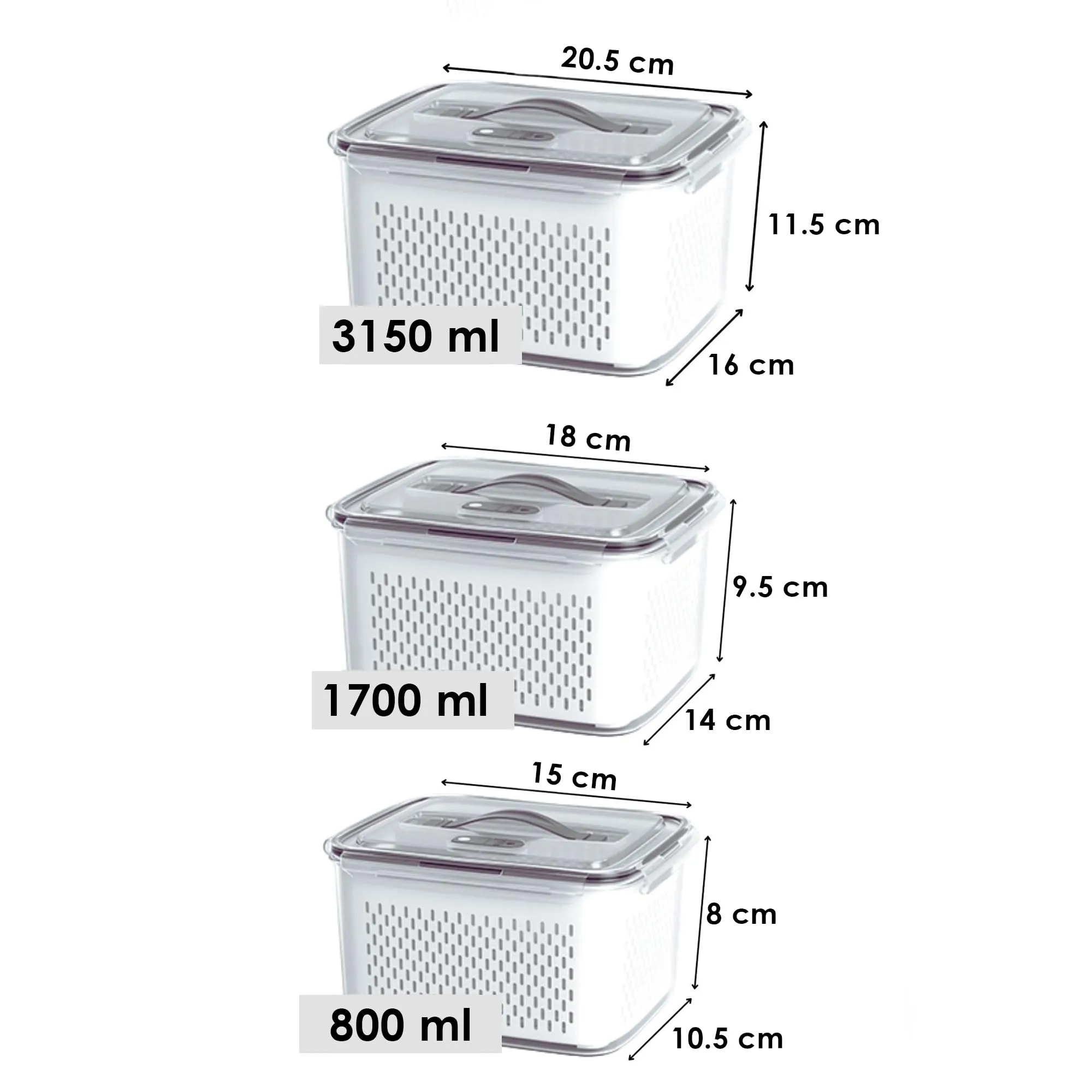 Kuber Industries 18 Pcs Food Containers | Storage Box for Fridge | Vegetable Fruit Boxes | Refrigerator Storage Box | Containers With Lid | Handheld Strainer Basket | HXP00740 | Transparent|Pack of 6