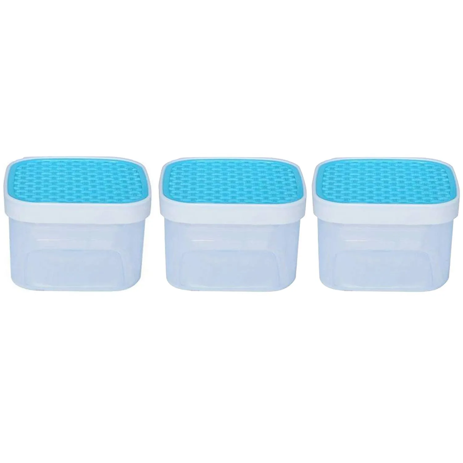 Kuber Industries Check Deisgn Lid Food Grade BPA Free Plastic Kitchen Container Set,1200ml, Set of 12 (Grey & Blue)