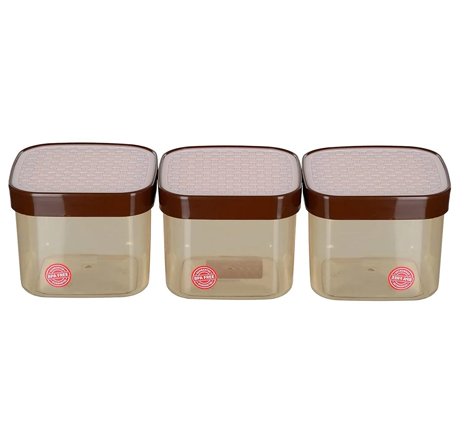 Kuber Industries Check Deisgn Lid Food Grade BPA Free Plastic Kitchen Container Set,1200ml, Set of 6 (White), Standard