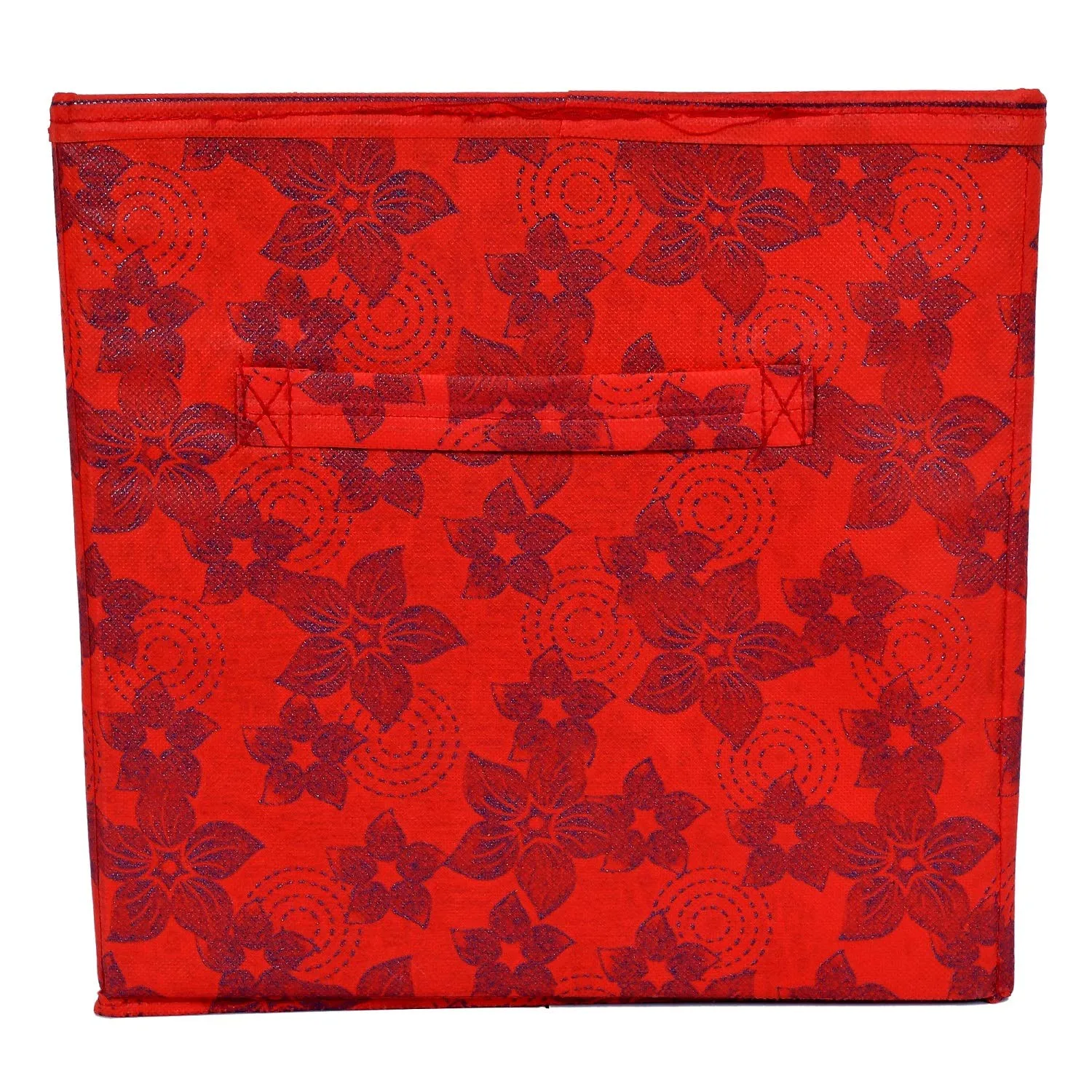 Kuber Industries Metalic Printed Multi-Utility Organizer, Storage box, Closet For Clothes, Toys With Handle (Red)-HS43KUBMART26213