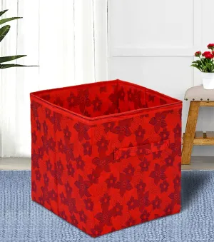 Kuber Industries Metalic Printed Multi-Utility Organizer, Storage box, Closet For Clothes, Toys With Handle (Red)-HS43KUBMART26213