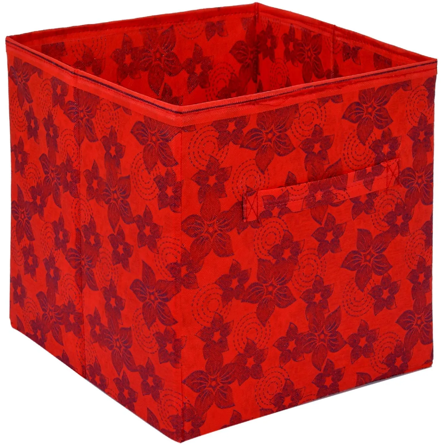 Kuber Industries Metalic Printed Multi-Utility Organizer, Storage box, Closet For Clothes, Toys With Handle (Red)-HS43KUBMART26213