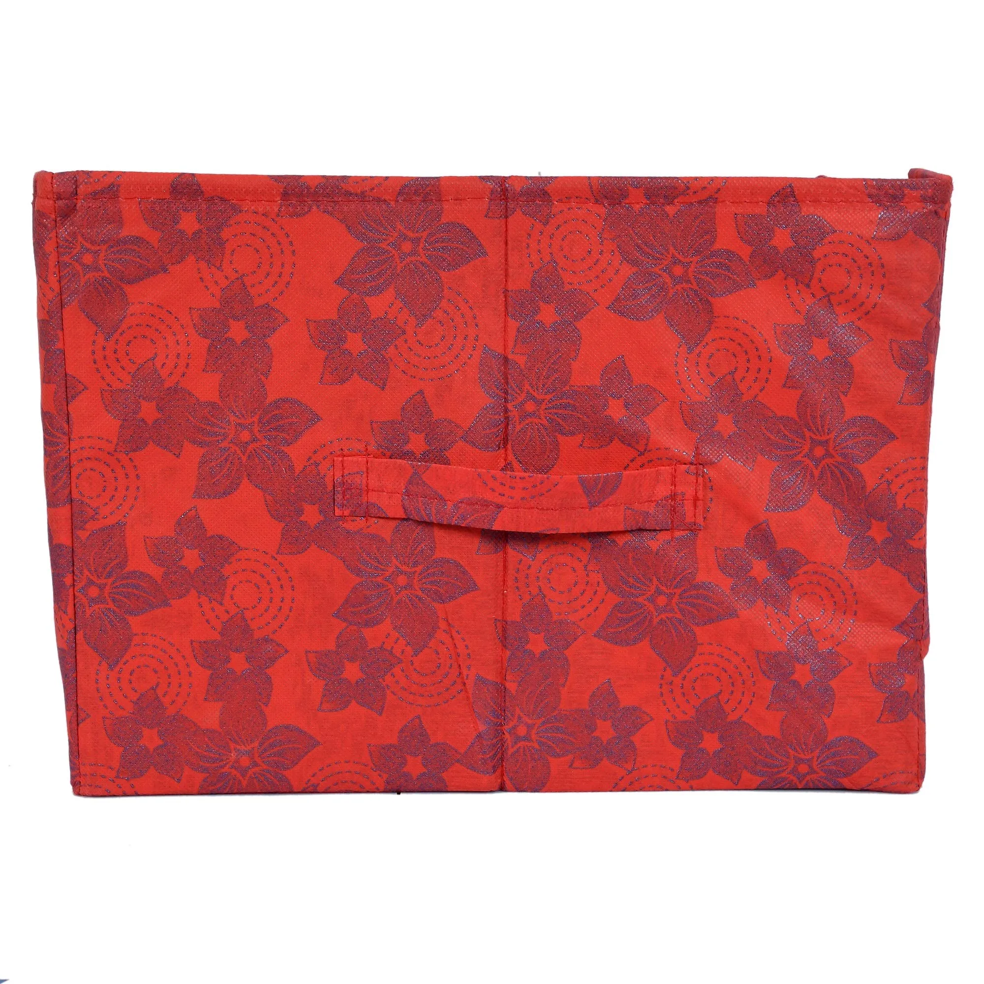 Kuber Industries Metallic Print 2 Pieces Non Woven Shirt Stacker/Shirt Organizer Wardrobe Organizer (Red)-KUBMART1650