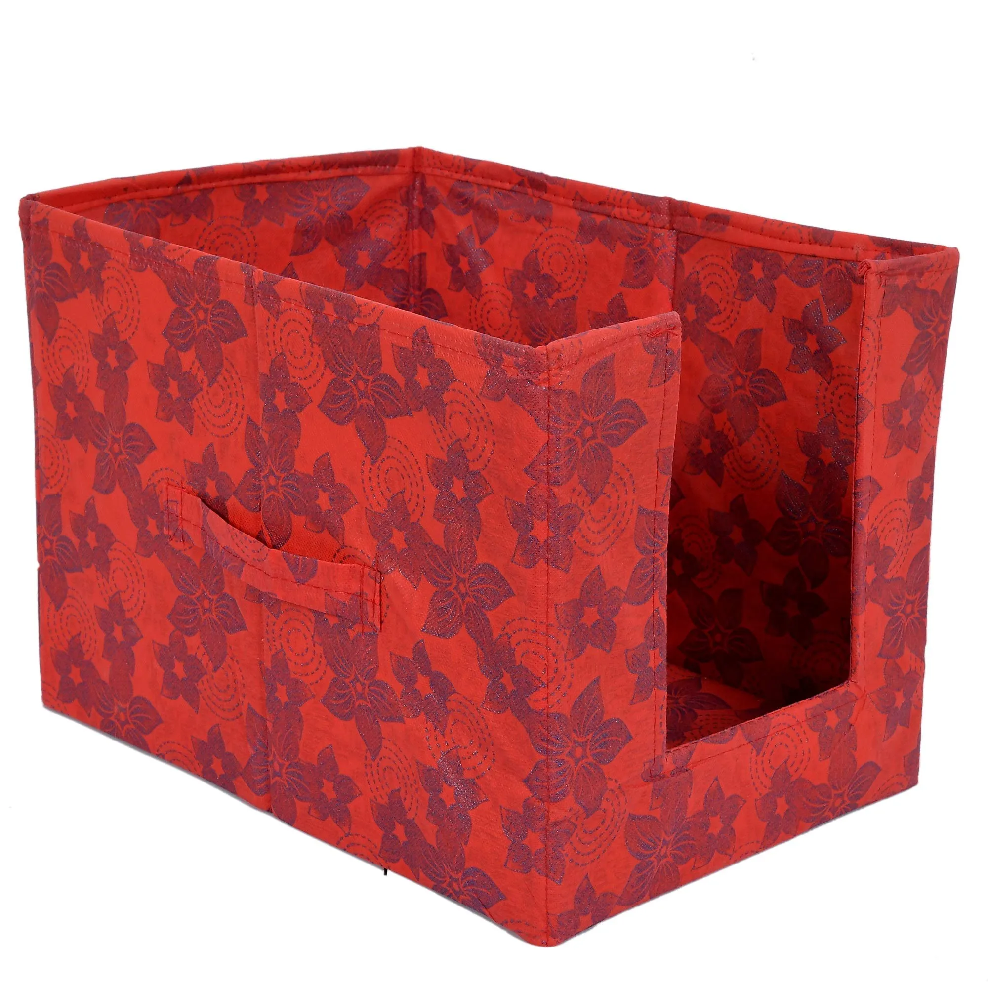 Kuber Industries Metallic Print 2 Pieces Non Woven Shirt Stacker/Shirt Organizer Wardrobe Organizer (Red)-KUBMART1650