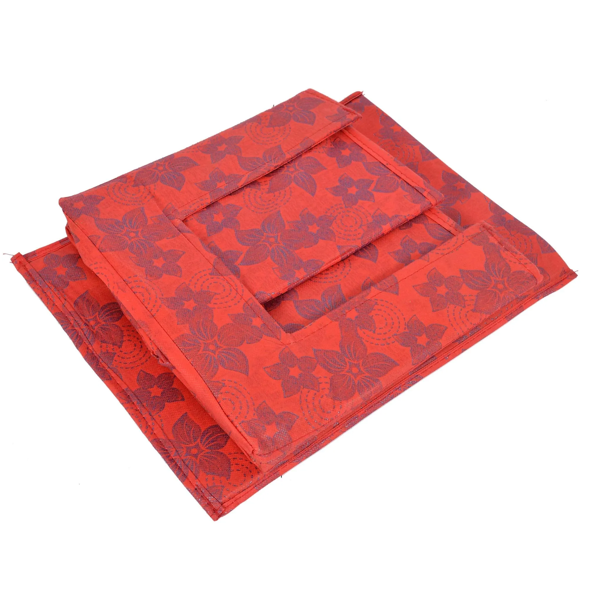 Kuber Industries Metallic Print 2 Pieces Non Woven Shirt Stacker/Shirt Organizer Wardrobe Organizer (Red)-KUBMART1650