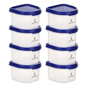 Kuber Industries Set Of 8 Food Storage Modular Container with Lid | Plastic Unbreakable Storage | Leak proof Food Grade Kitchen Organizer With Lid | 250 ML | White |