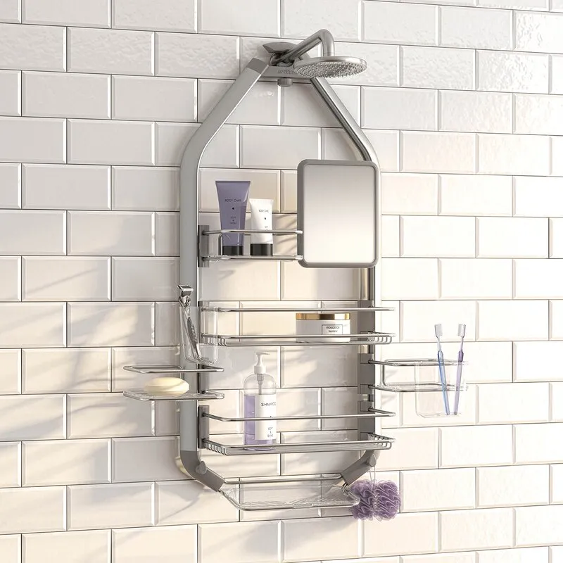 Landre Silver Adjustable Hanging Shower Caddy