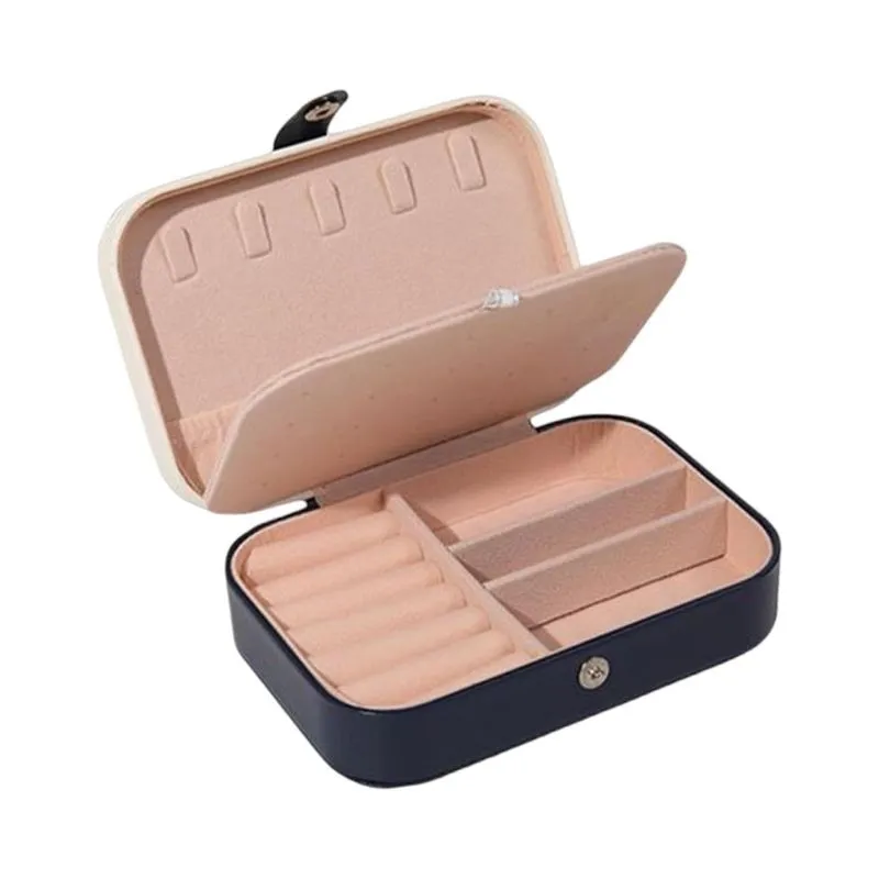 Leather Jewelry Box Long Blue