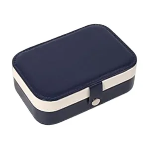 Leather Jewelry Box Long Blue