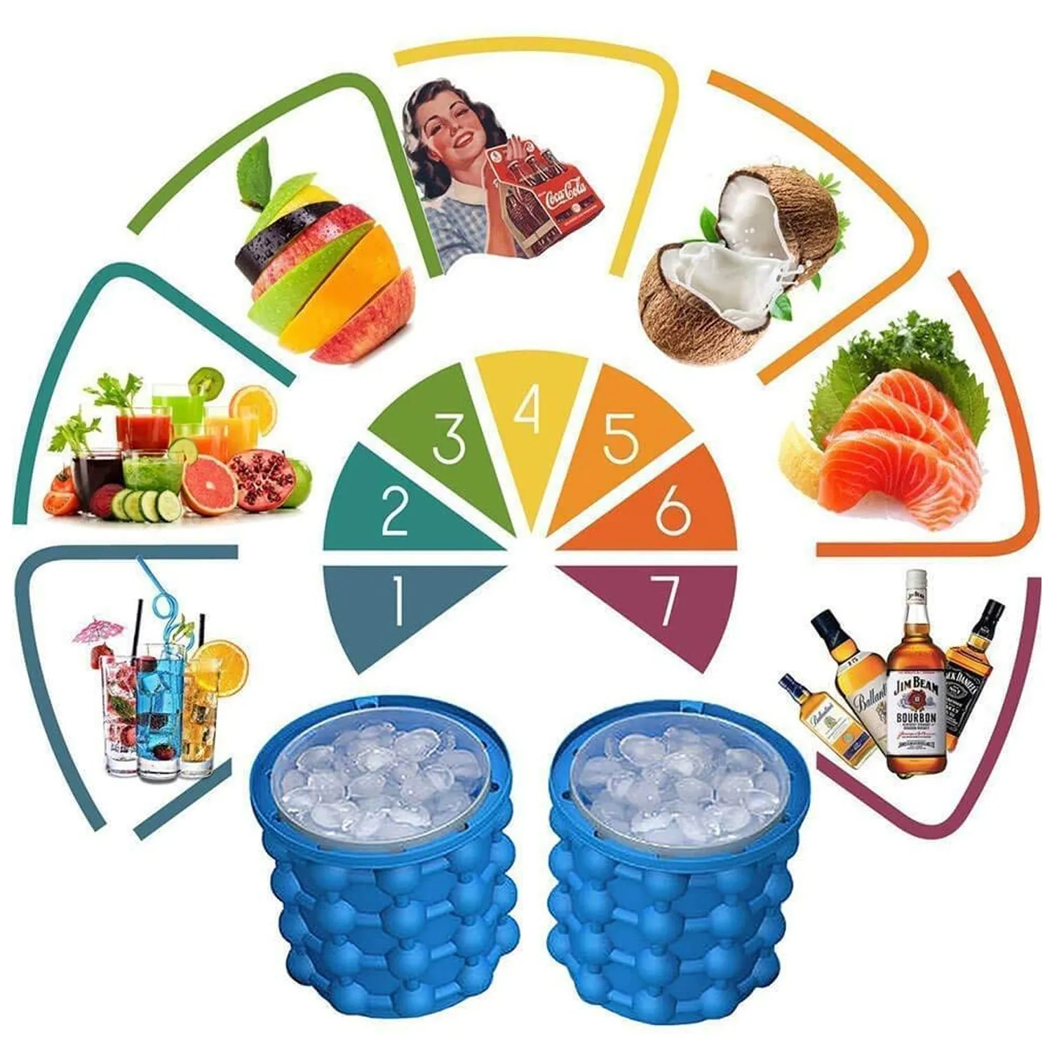 Magic Silicone Ice Cube Maker Genie Space Saving Kitchen Ice Bucket Summer Beach.