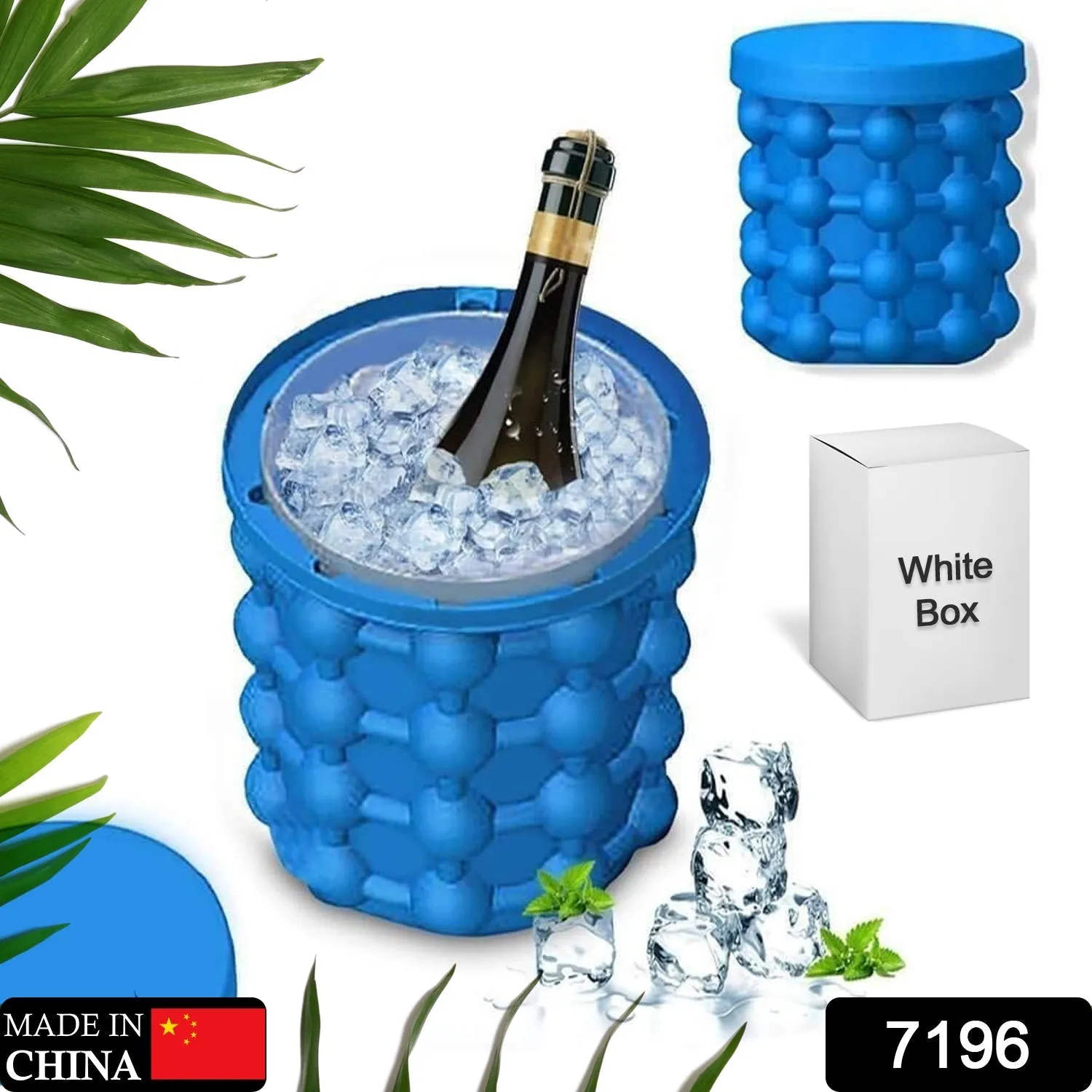 Magic Silicone Ice Cube Maker Genie Space Saving Kitchen Ice Bucket Summer Beach.