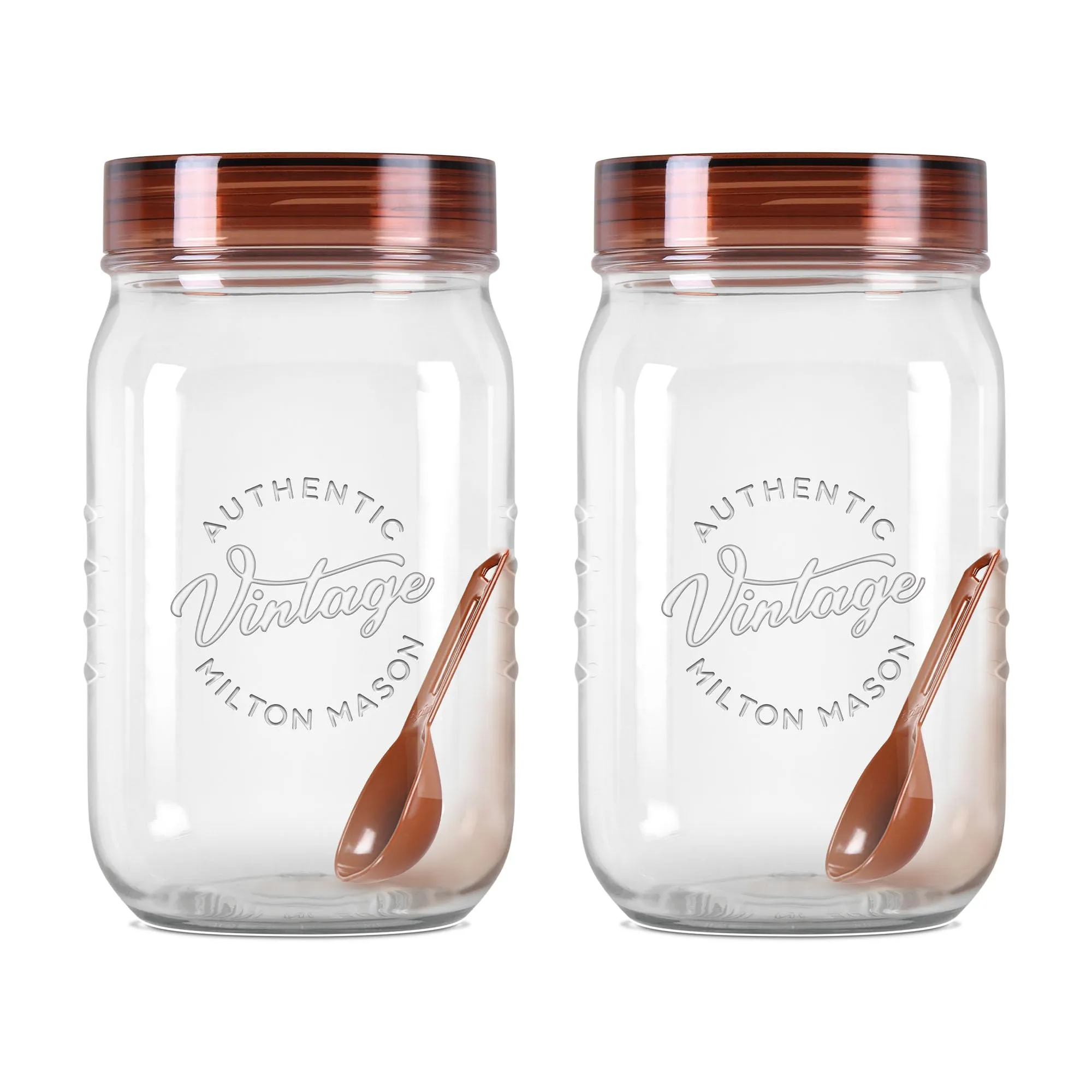 MILTON Vintage Pet Jar Set of 2, 1 Litre Each, Transparent | Food Grade | Air Tight | BPA Free | Food Storage Container, Polyethylene Terephthalate