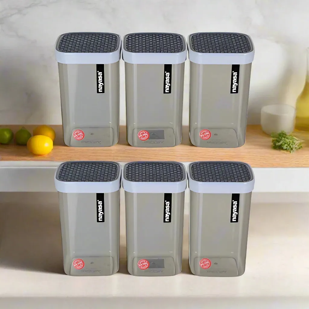 Nayasa Grey Fusion Plastic Containers Set Of 6 For Kitchen Storage 2100ml