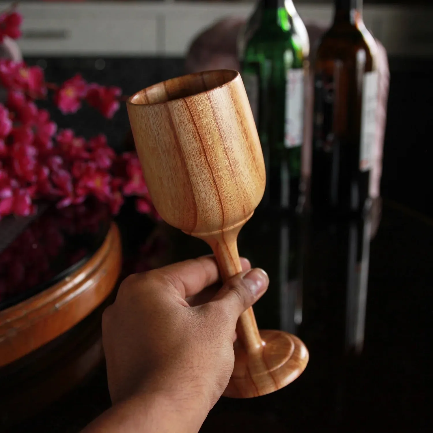 Neem Wood Wine Glasses Personalized With Name
