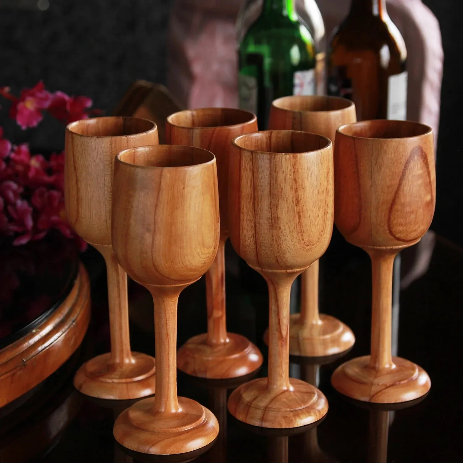Neem Wood Wine Glasses Personalized With Name
