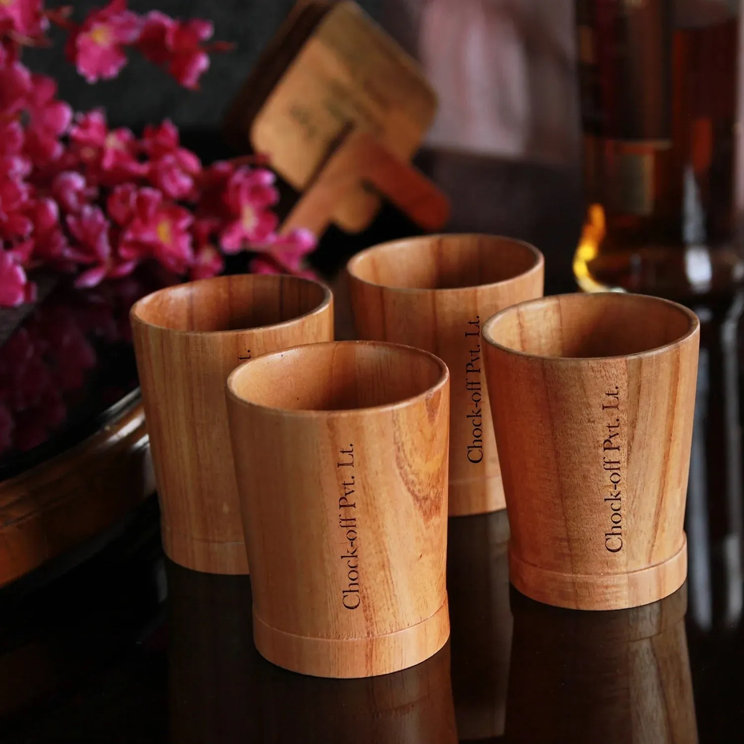 Personalized Neem Wood Whiskey Glasses