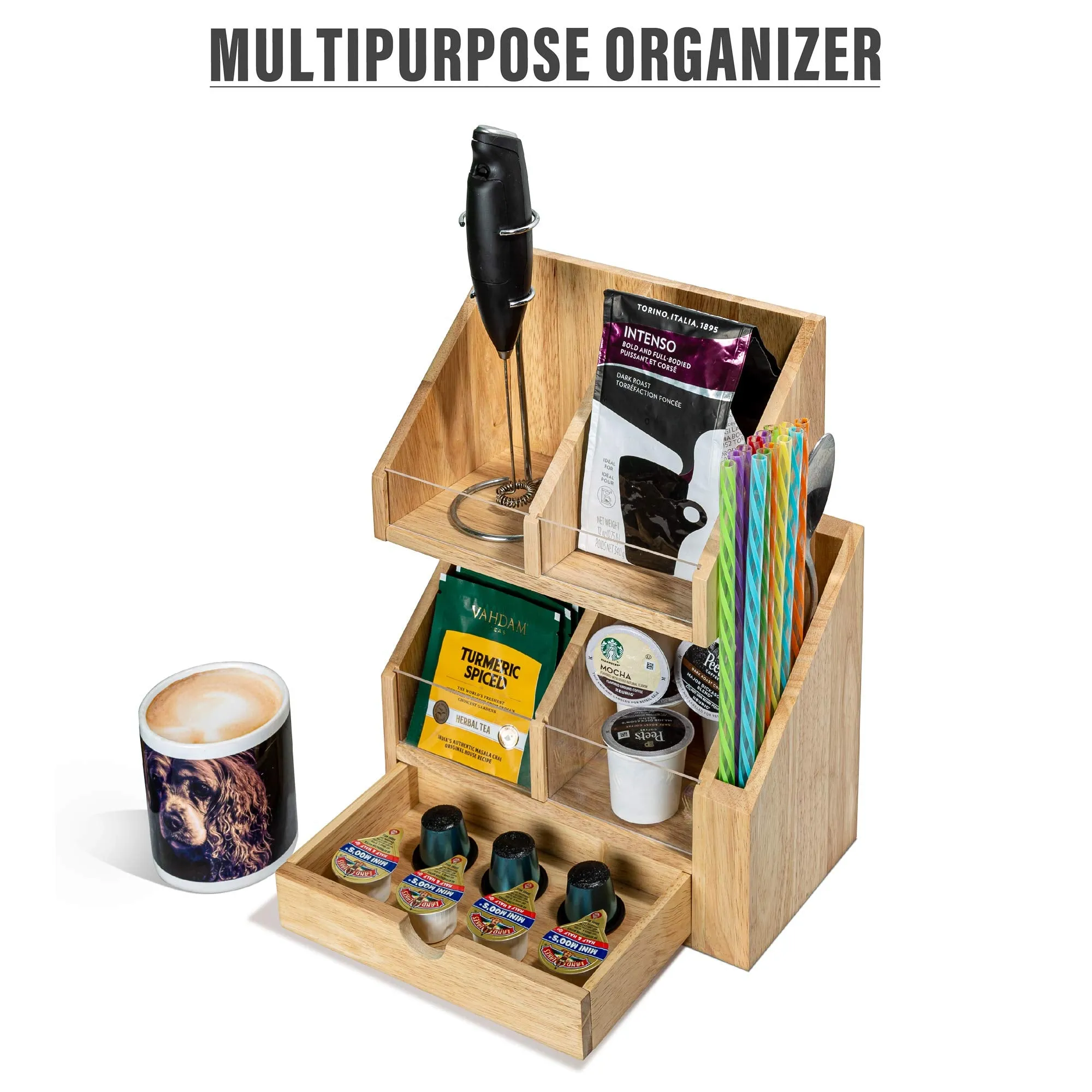 Prosumer's Choice Four Cubby Tray Home Office Desktop Organizer with Pull-Out Drawer
