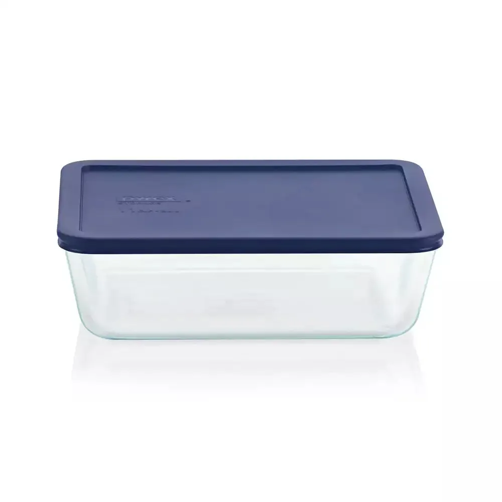 Pyrex Glass Container Rectangle with Blue Lid 1.4L