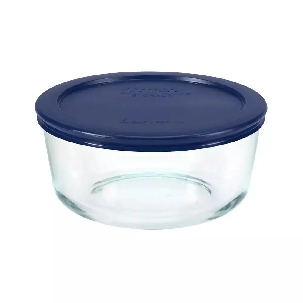 Pyrex Glass Container Round with Blue Lid 950ml