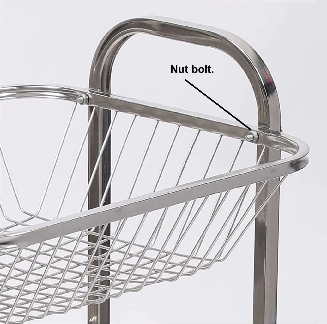 Q13 Stainless Steel Fruit & Vegetable 2 Layer (Tier) Stand Kitchen Trolley/Vegetable Organizer for Kitchen Basket / / Onion Potato Rack for Kitchen/Vegetable Rack for Kitchen (2 lear Trolly)