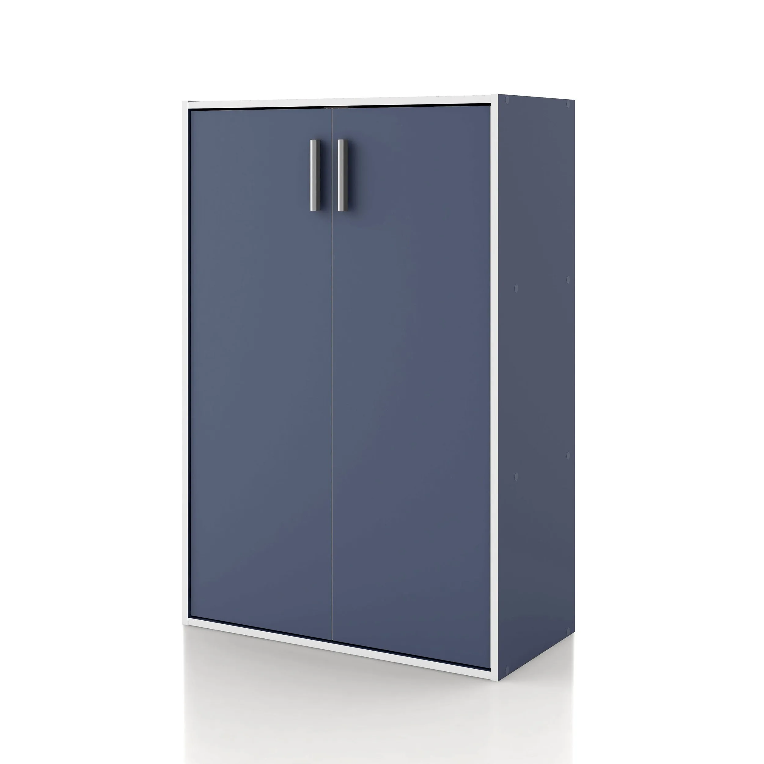 Quincy 35.2 in. Tall Stackable Engineered Wood 3-Shelf Modern Modular Cabinet Bookcase with 2-Doors