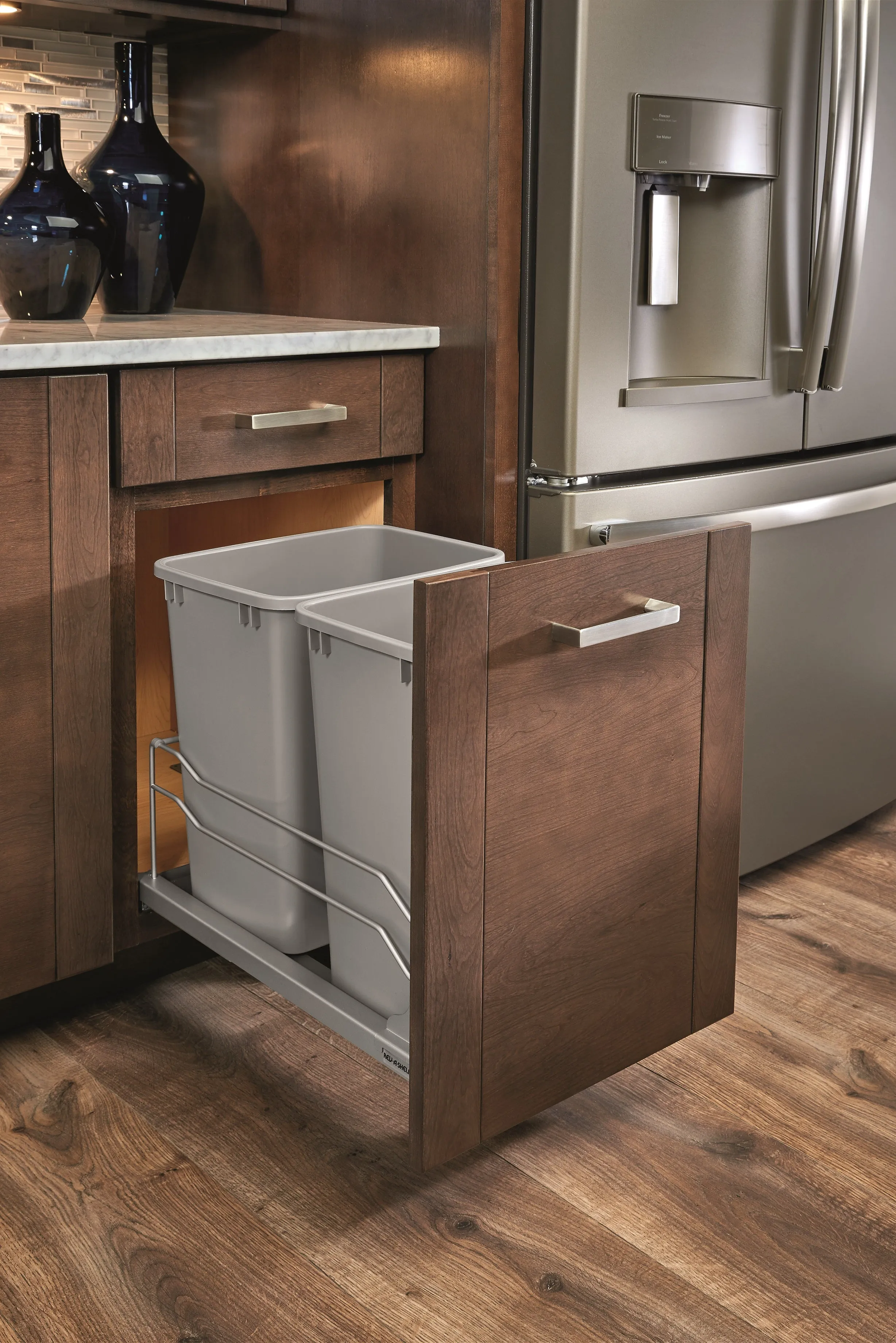 Rev-A-Shelf Double 27 Quart Pull-Out Waste Container Soft-Close 53WC-1527SCDM-217