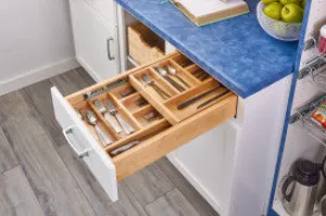Rev-A-Shelf Wood Tiered DBL Cutlery Org W/SC 24" FF - H Slide 4WTCD-24HSC-1